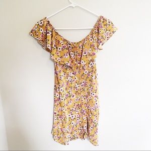 Yellow off shoulder dress